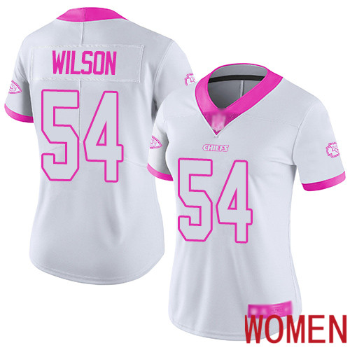 Women Kansas City Chiefs #54 Wilson Damien Limited White Pink Rush Fashion Nike NFL Jersey